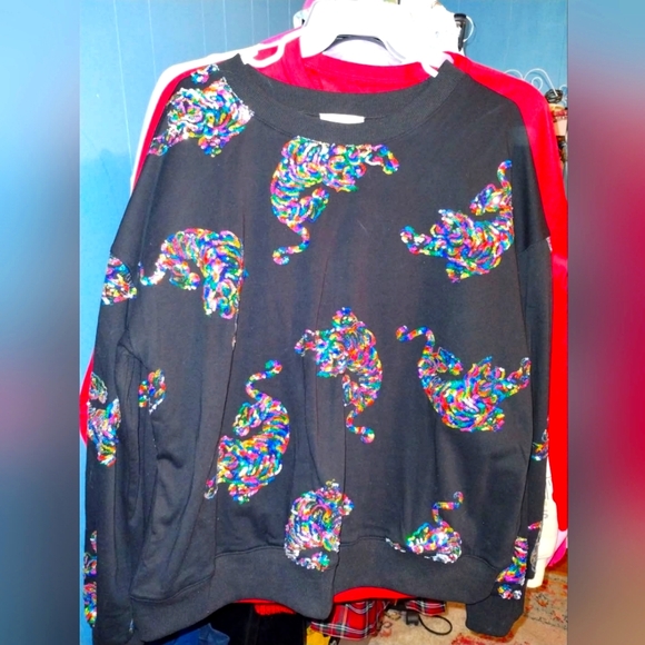 Fantastic Fawn Sweaters - NWOT Rainbow Sequin Tigers Sweater- Fantastic Fawn